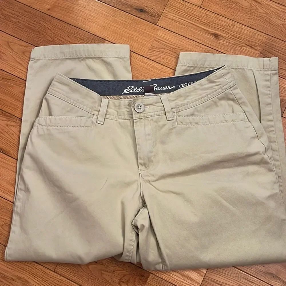 Eddie Bauer Legendwash Curvy Fit Khaki Cropped Pants